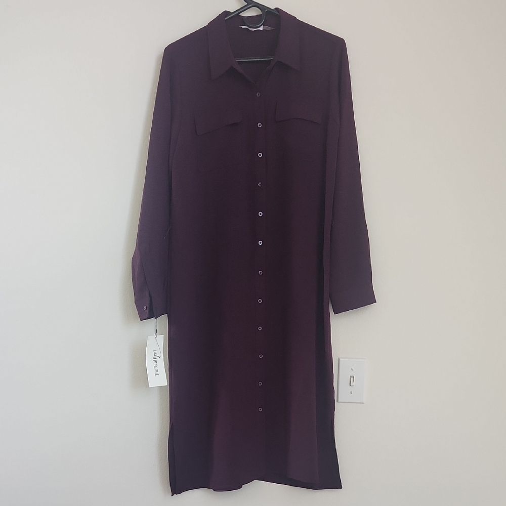 Calvin Klein Deep Purple Long Sleeve Dress
